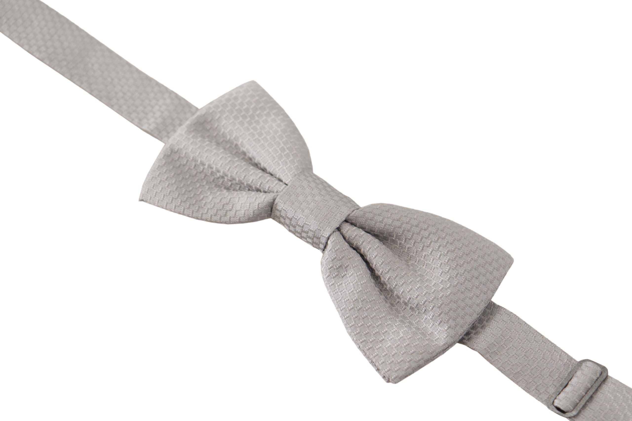 Dolce &amp; Gabbana Gray 100% Silk Adjustable Neck Papillon Tie