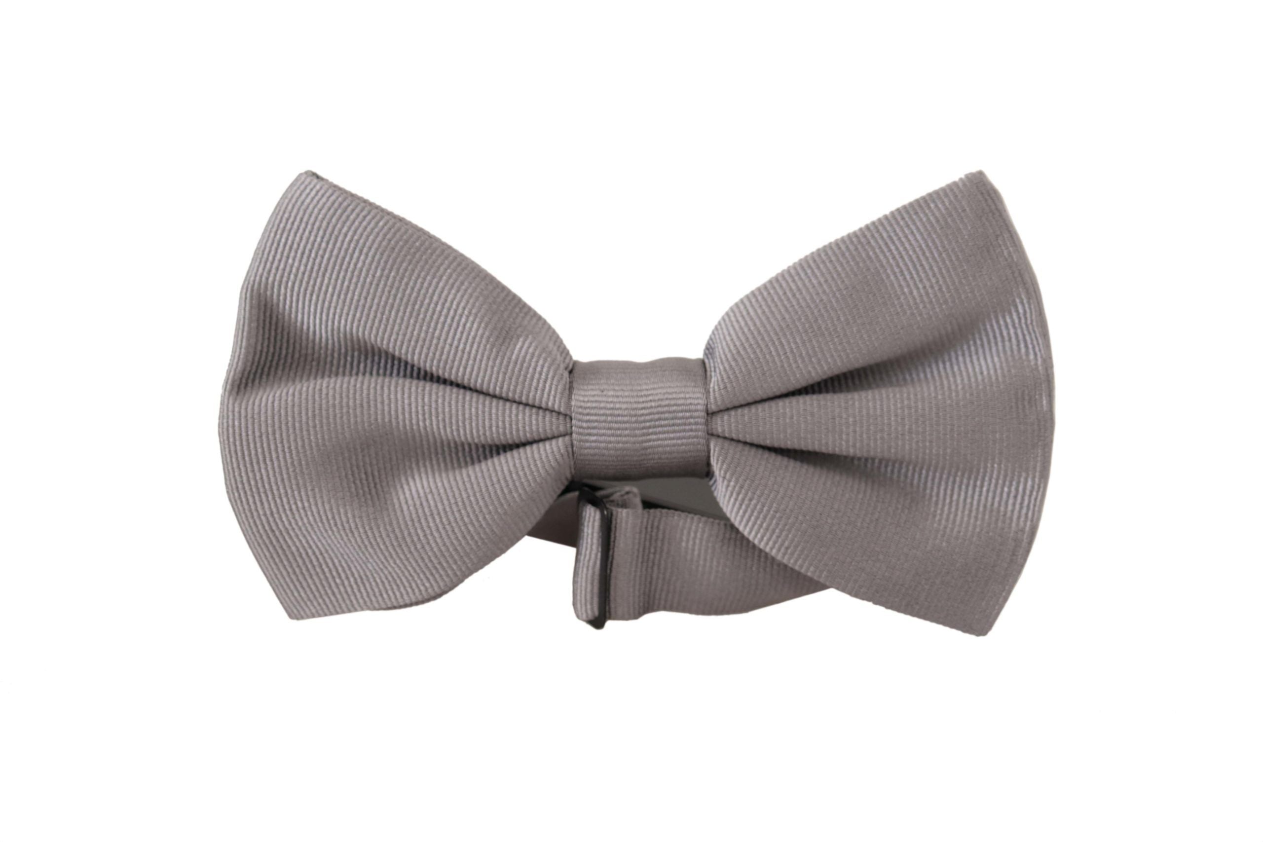 Dolce &amp; Gabbana Gray 100% Silk Adjustable Neck Papillon Tie