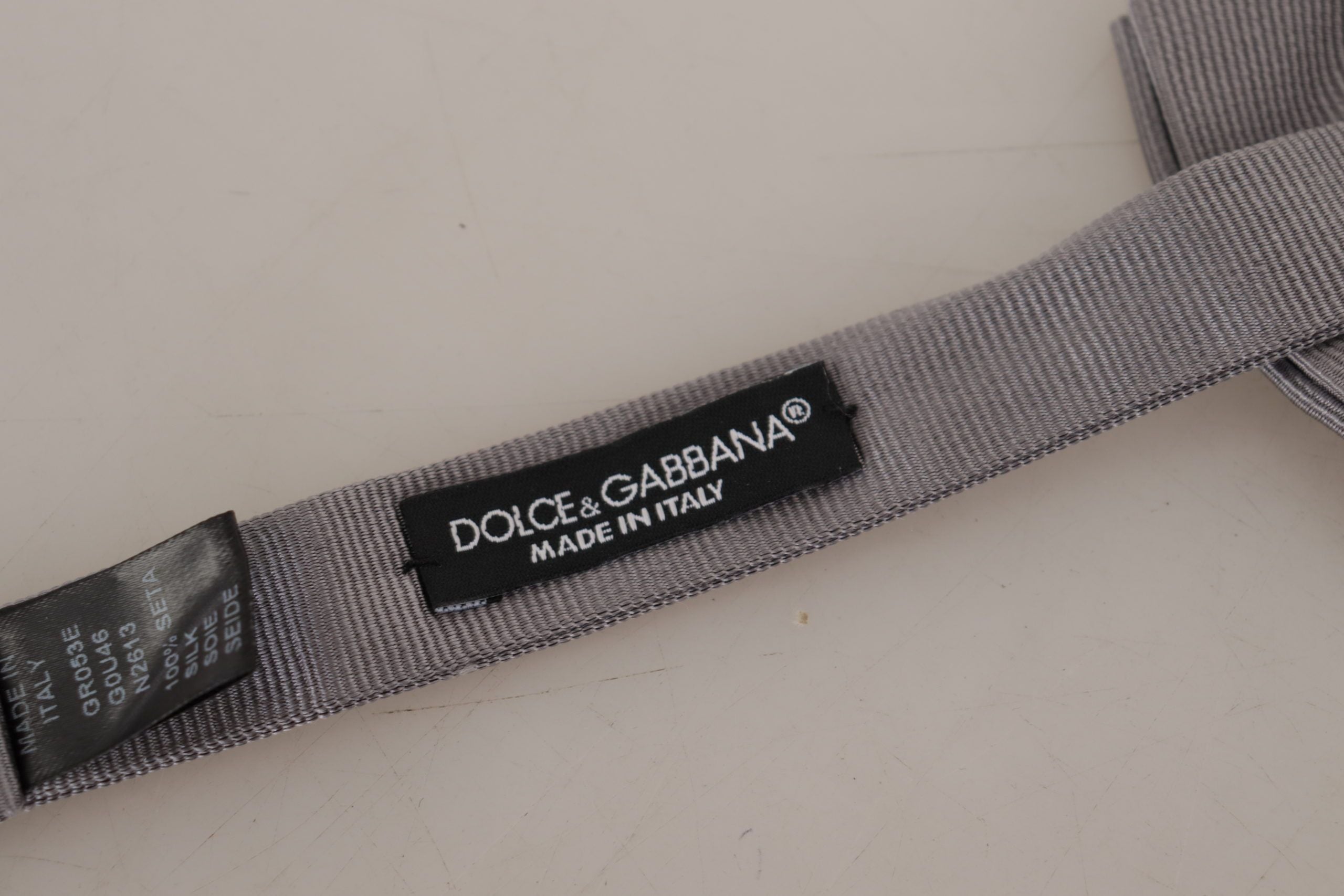 Dolce &amp; Gabbana Gray 100% Silk Adjustable Neck Papillon Tie
