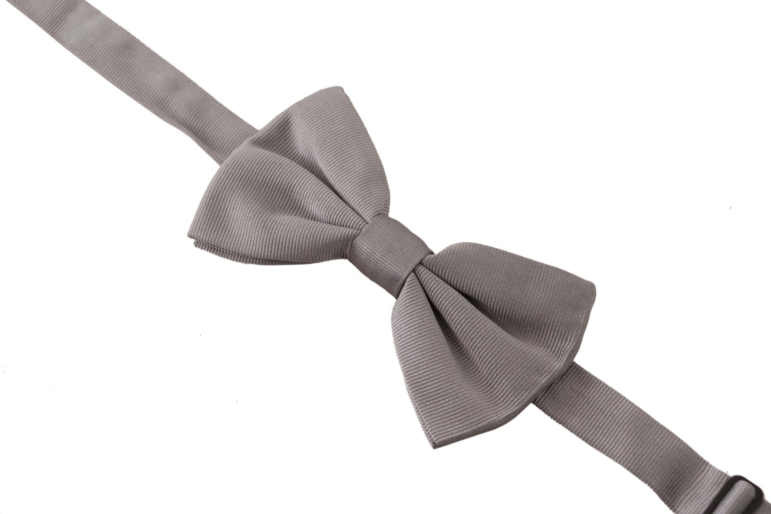 Dolce &amp; Gabbana Gray 100% Silk Adjustable Neck Papillon Tie