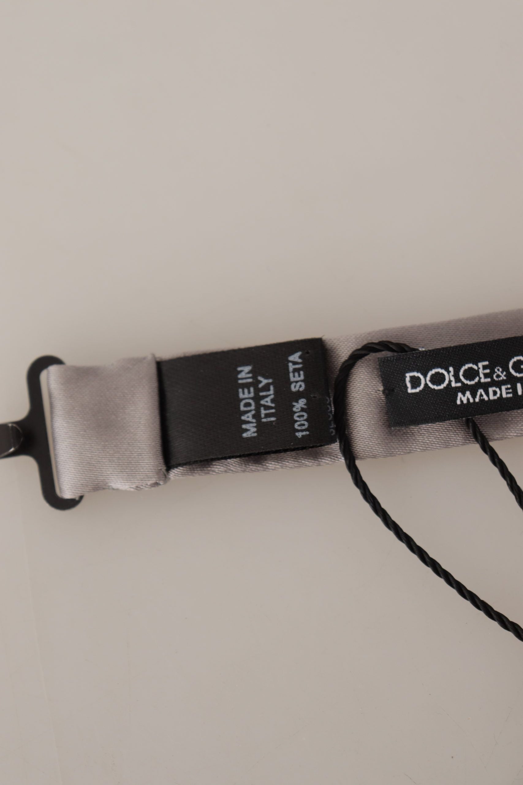 Dolce &amp; Gabbana Silver 100% Silk Slim Adjustable Neck Papillon Tie