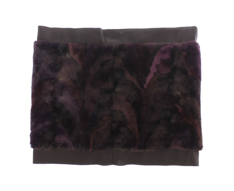 Dolce &amp; Gabbana Purple MINK Fur Scarf Foulard Neck Wrap