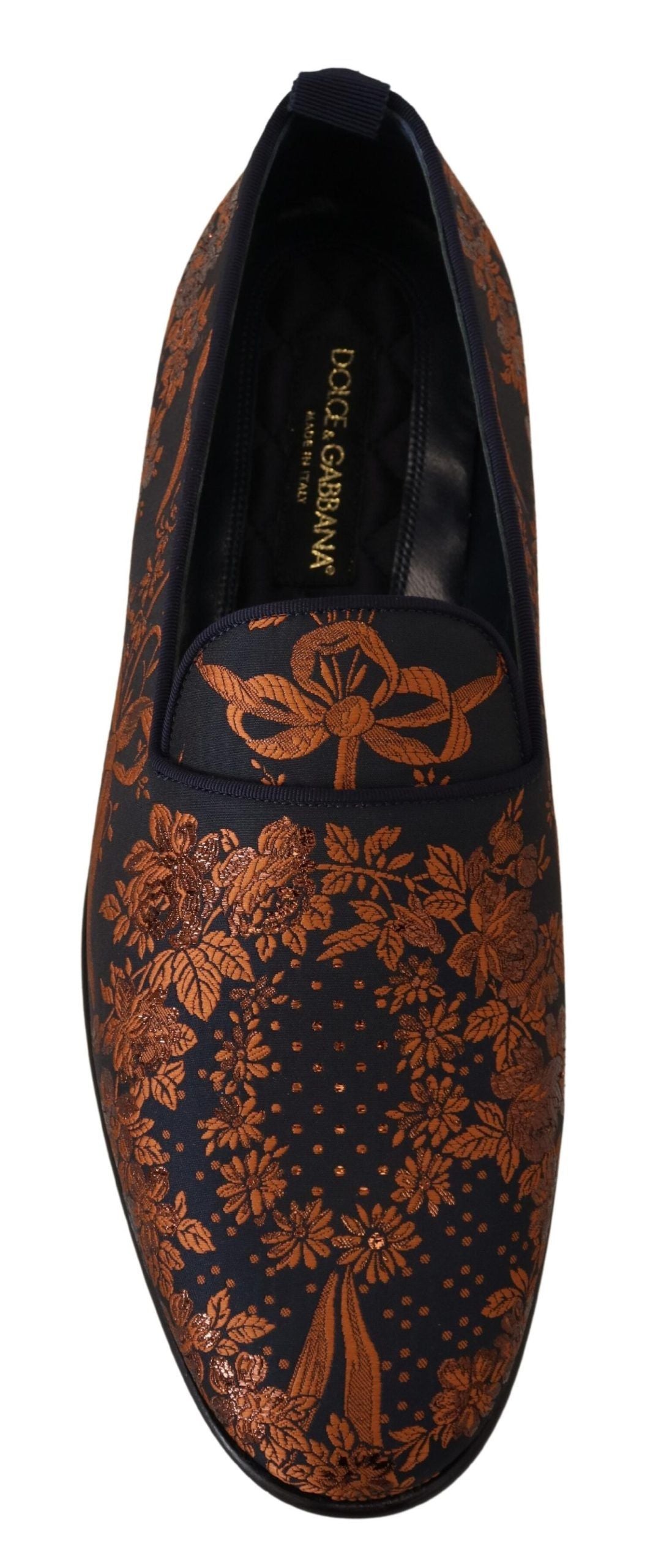 Dolce &amp; Gabbana Blue Rust Floral Slippers Loafers Shoes