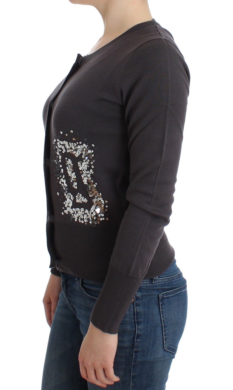 John Galliano Purple Wool Sequin Cardigan Sweater