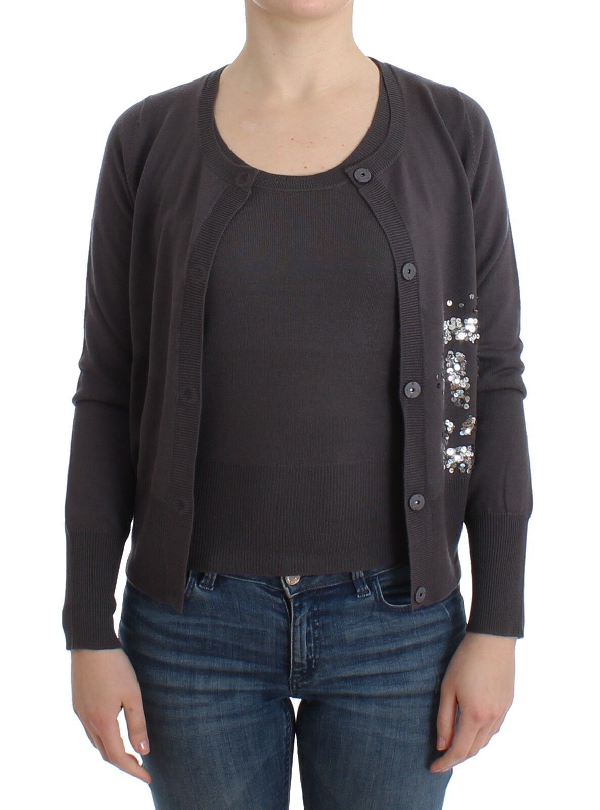 John Galliano Purple Wool Sequin Cardigan Sweater