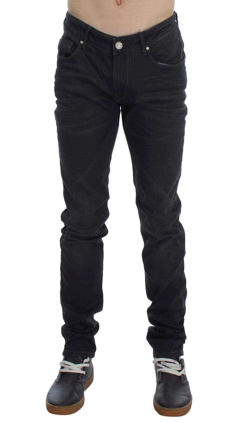 Eight grey cotton stretch slim fit jeans