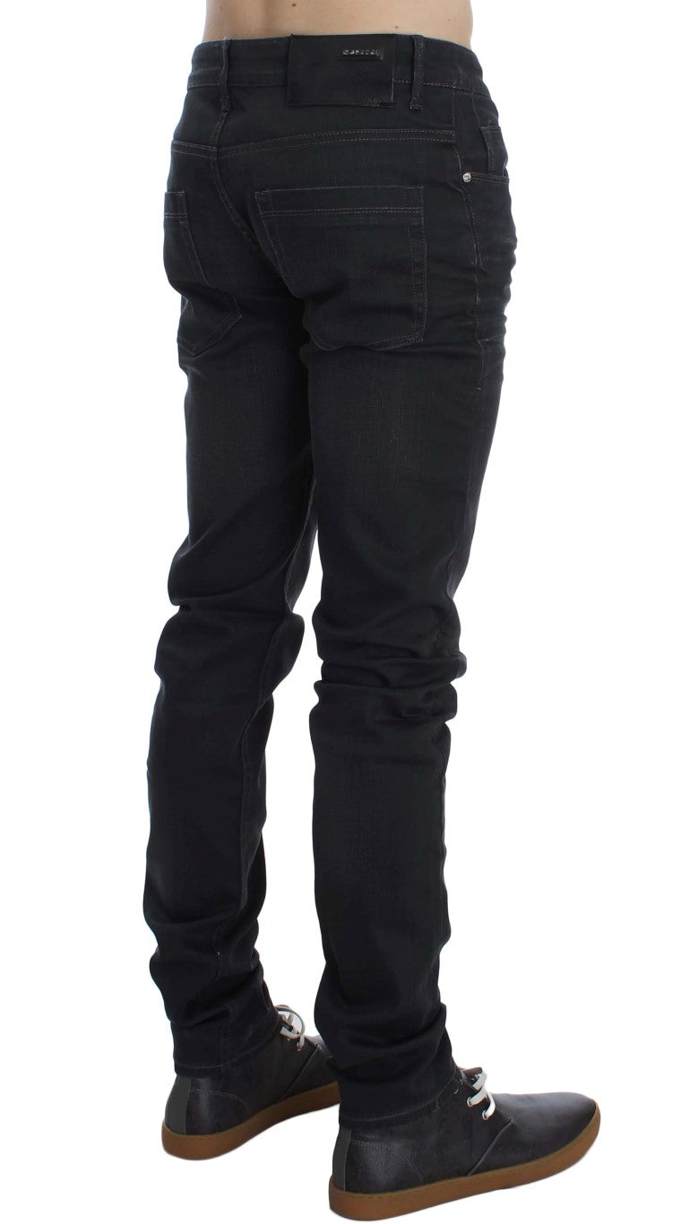 Eight grey cotton stretch slim fit jeans