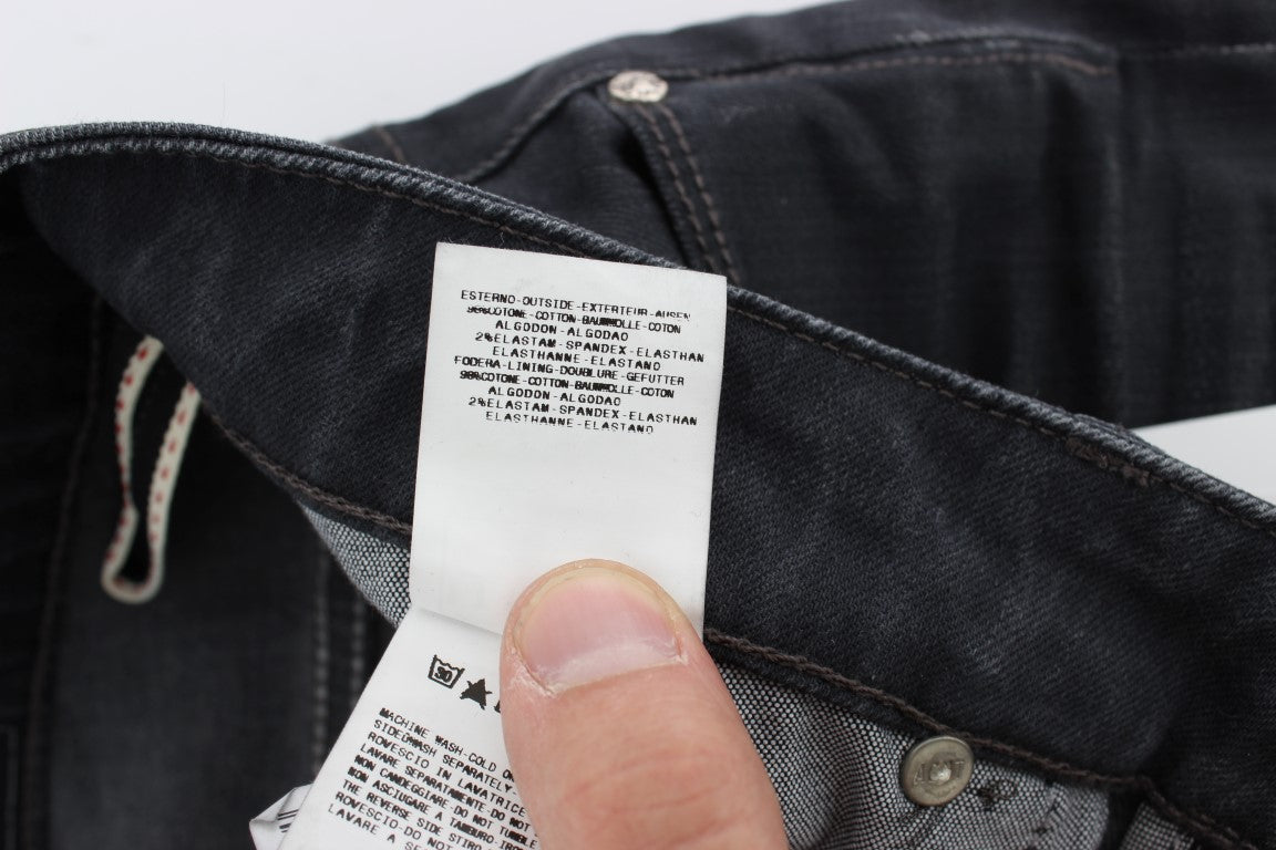 Acht Graue Baumwoll-Stretch Slim Fit Jeans