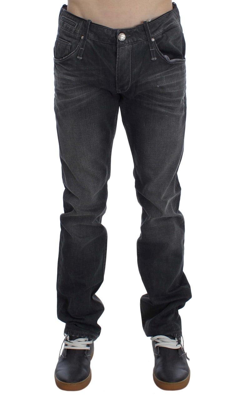 Eight Grey Cotton Regular Low Fit Jeans