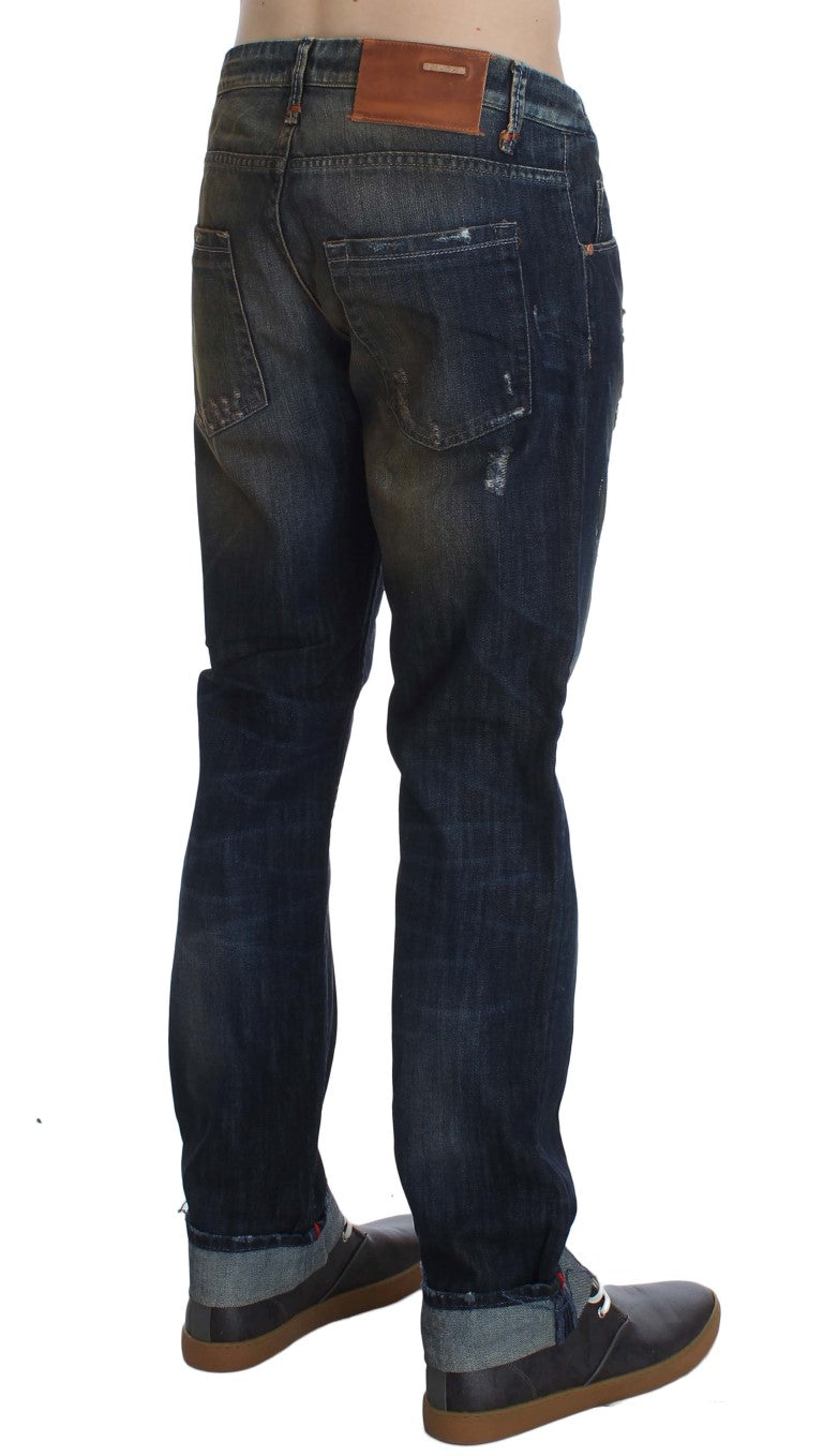 Eight Blue Cotton Wash Regular Straight Fit Jeans
