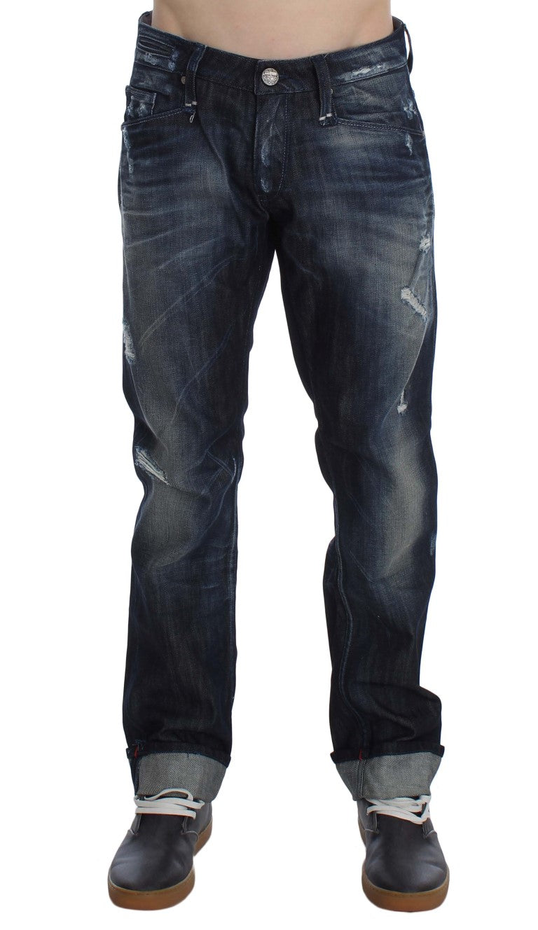 Eight Blue Cotton Regular Straight Fit Jeans