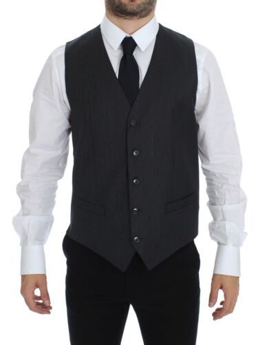 Dolce &amp; Gabbana Gray Wool Formal Dress Vest Gilet Waistcoat