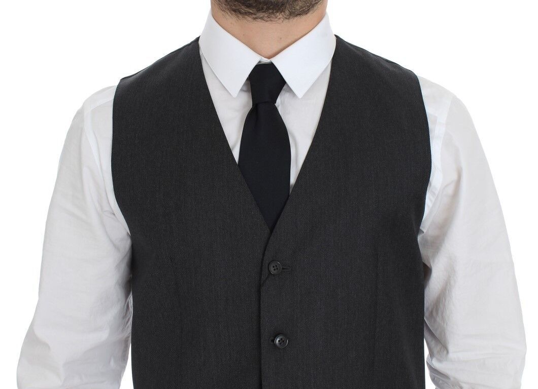 Dolce &amp; Gabbana Gray Wool Formal Dress Vest Gilet Waistcoat