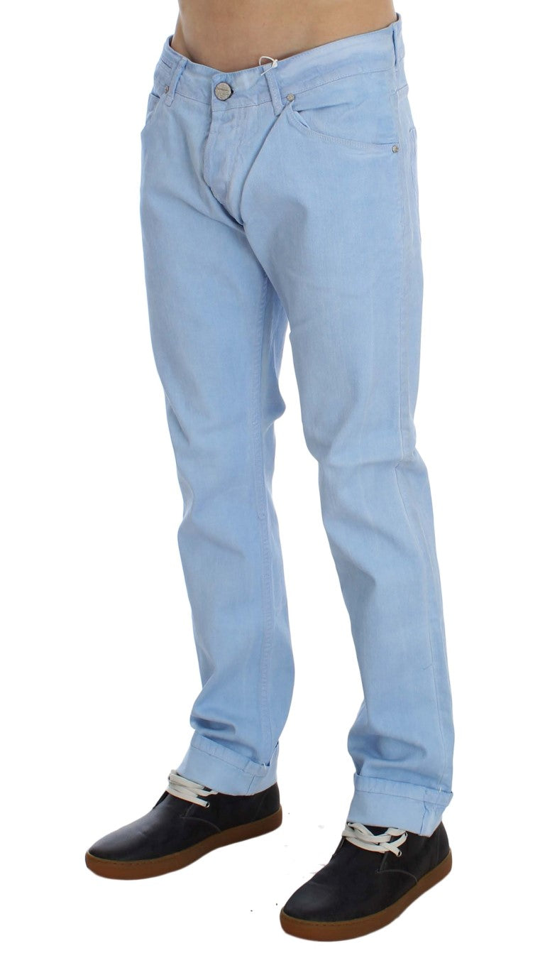 Eight blue cotton stretch low-waist jeans