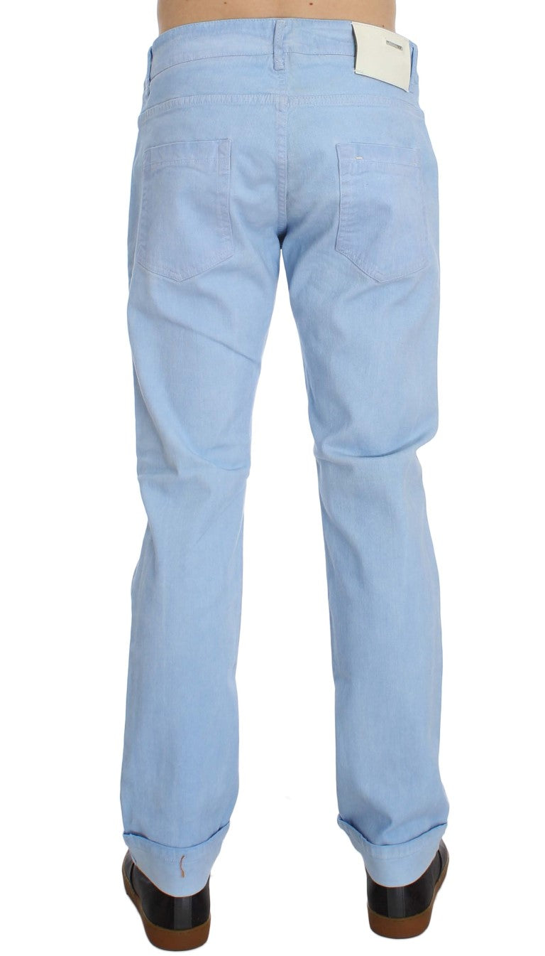 Eight blue cotton stretch low-waist jeans