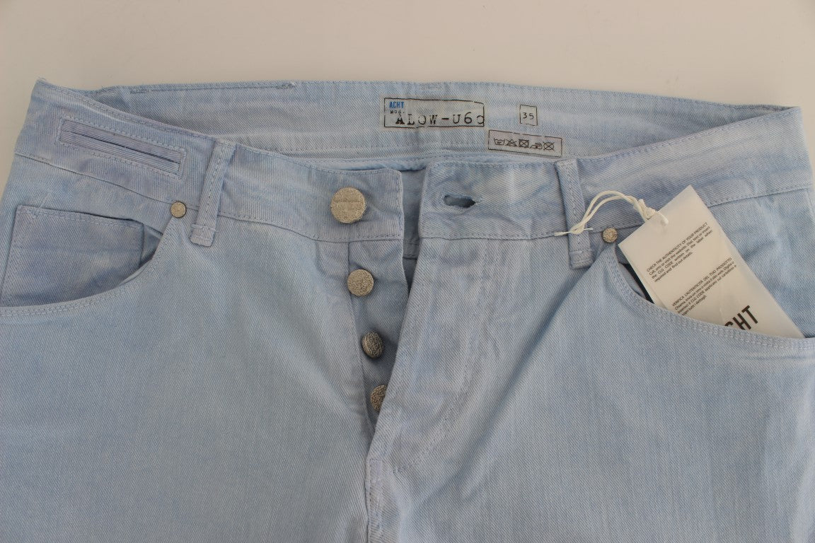 Eight blue cotton stretch low-waist jeans