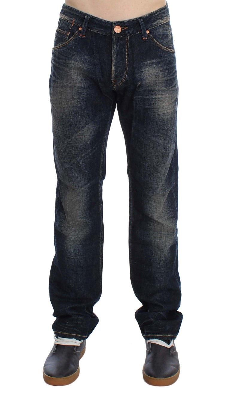 Eight Blue Wash Straight Fit Low Waist Jeans