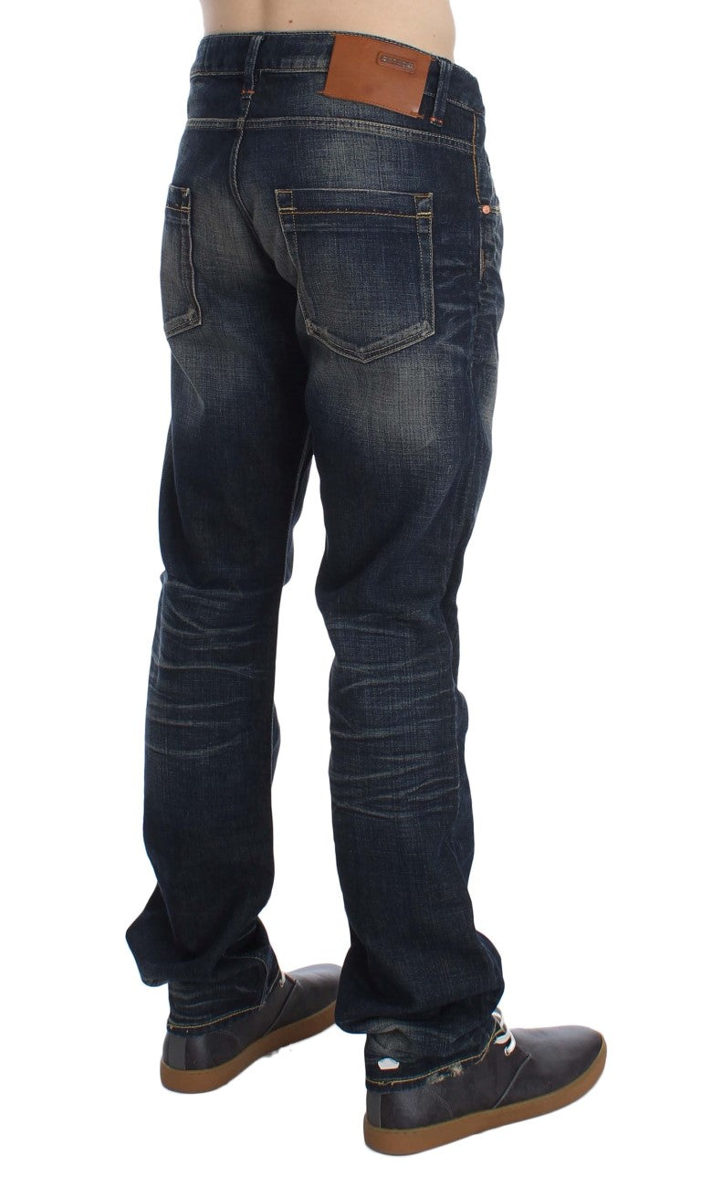 Eight Blue Wash Straight Fit Low Waist Jeans