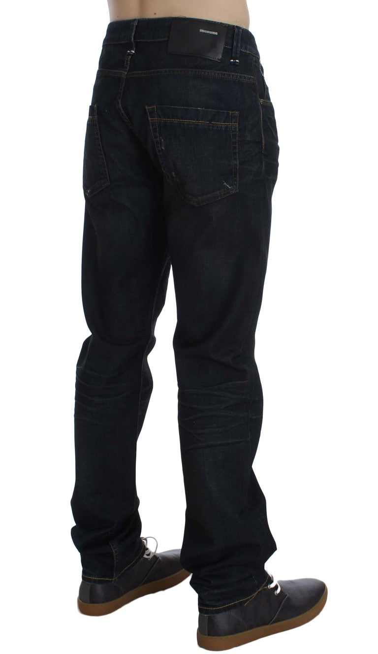 Eight Blue Wash Cotton Denim Straight Fit Jeans