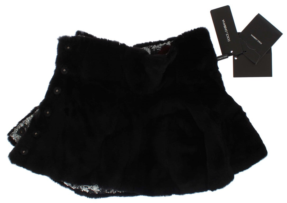 Dolce & Gabbana Silberner, paillettenbesetzter, floraler Wiesel-Pelz-Schultertuch-Wickelschal