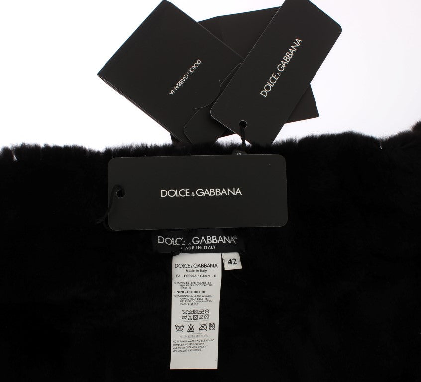 Dolce & Gabbana Silberner, paillettenbesetzter, floraler Wiesel-Pelz-Schultertuch-Wickelschal