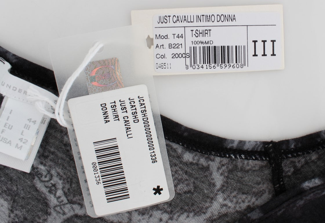 Cavalli Gri Leopar Modal Tişört Bluz Üstü