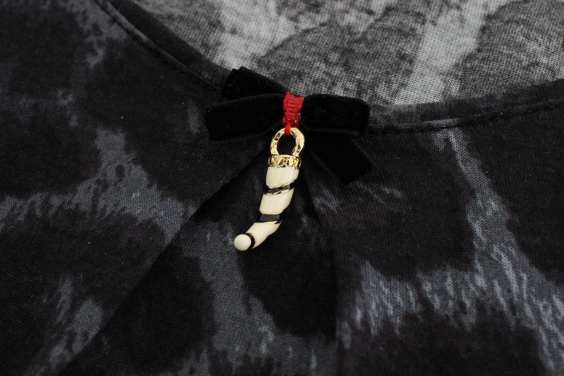 Cavalli Gri Leopar Modal Tişört Bluz Üstü