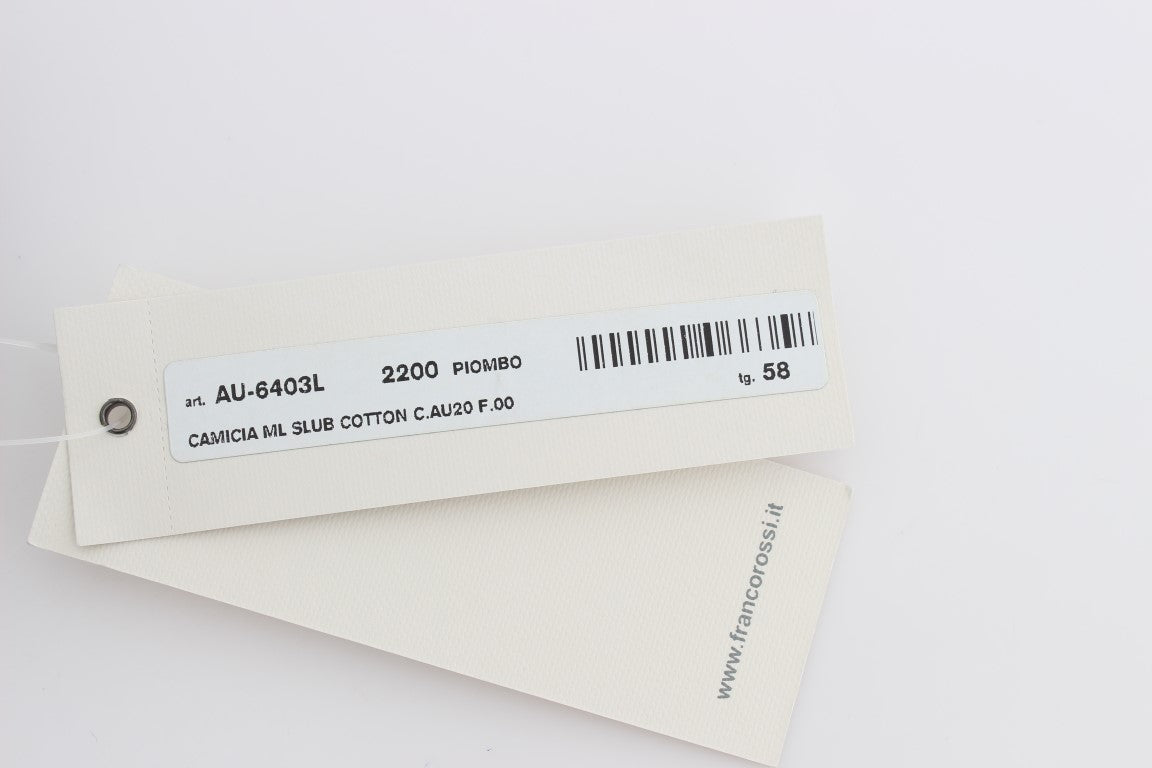 Alpha Massimo Rebecchi Graues Baumwollhemd mit Knopfleiste