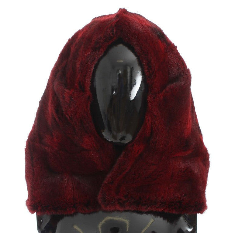 Dolce &amp; Gabbana Bordeaux Hamster Fur Crochet Hood Scarf Hat