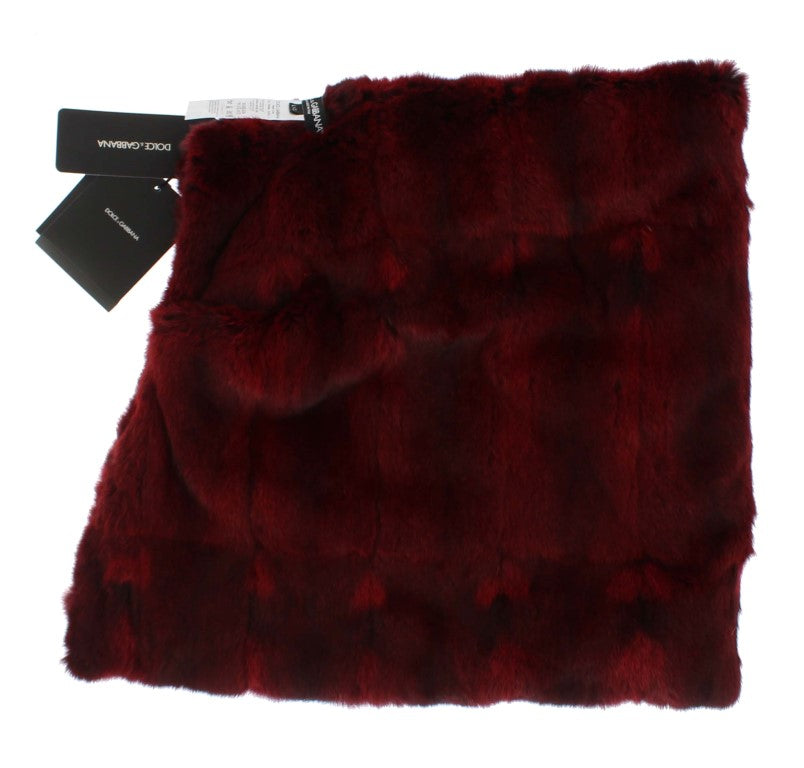 Dolce &amp; Gabbana Bordeaux Hamster Fur Crochet Hood Scarf Hat