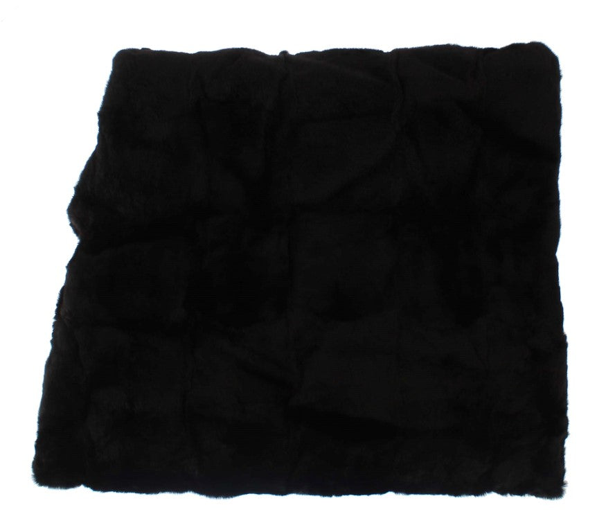 Dolce &amp; Gabbana Black Weasel Fur Crochet Hood Scarf Hat