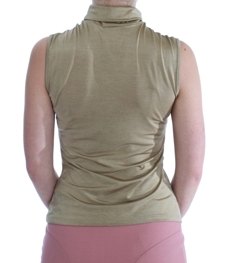 Exte Goldenes Nylon-Rollkragen-Top Bluse