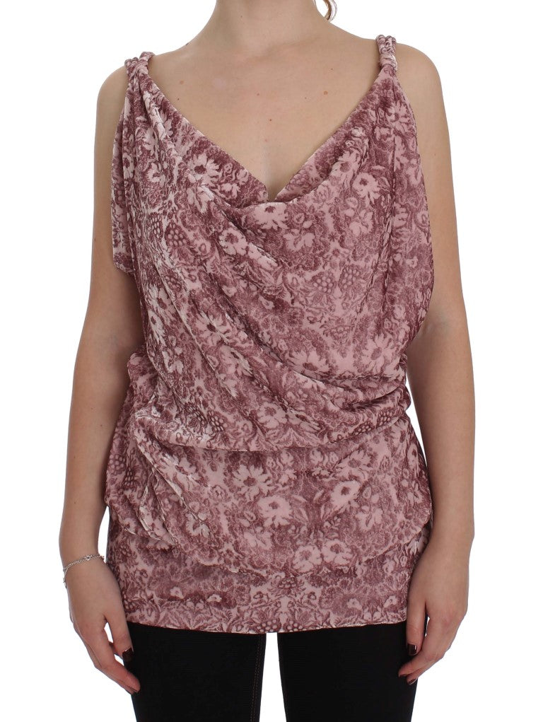Exte Rosa Viskose-Seidenbluse mit Blumendruck Top