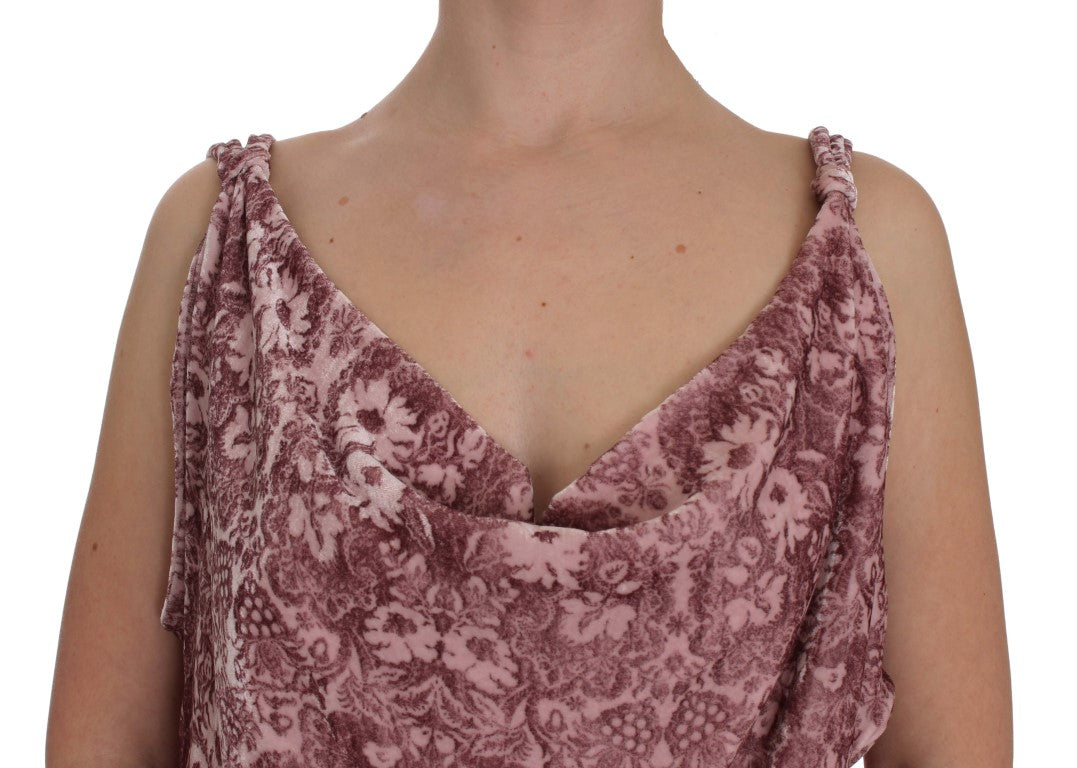 Exte Pink Viscose Silk Blouse with Floral Print Top