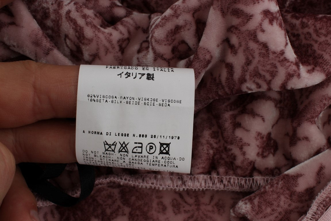 Exte Pink Viscose Silk Blouse with Floral Print Top