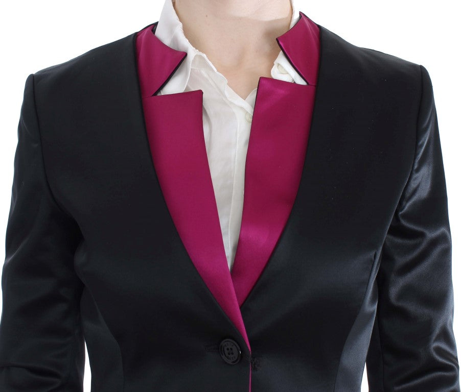 Exte Schwarz-Rosa Stretch Blazer Jacke
