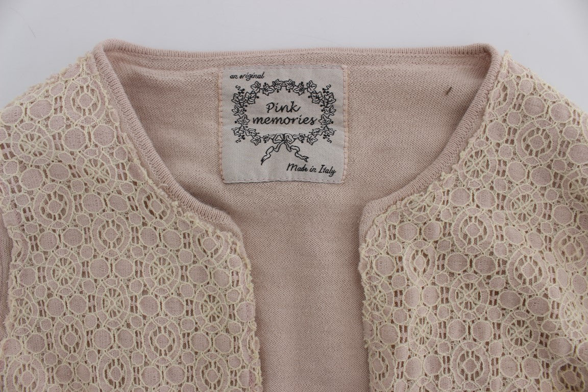 PINK MEMORIES Pink floral wrap sweater with lace