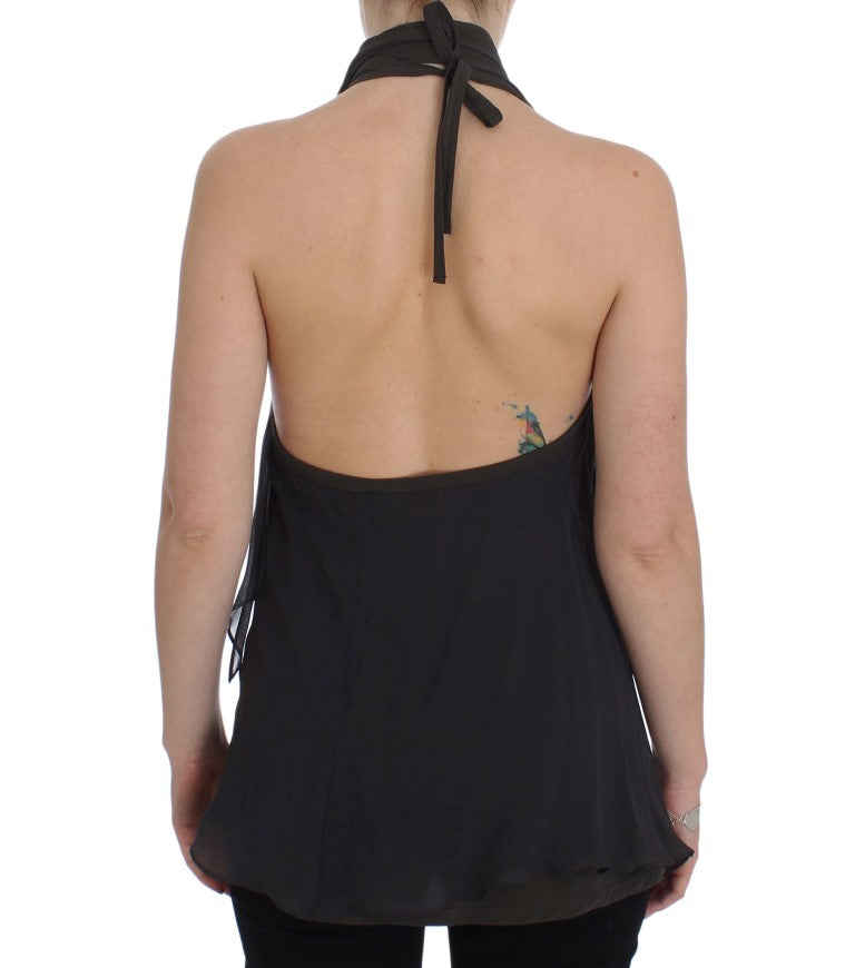 CORA GROPPO Gri-mavi streç bluz üst