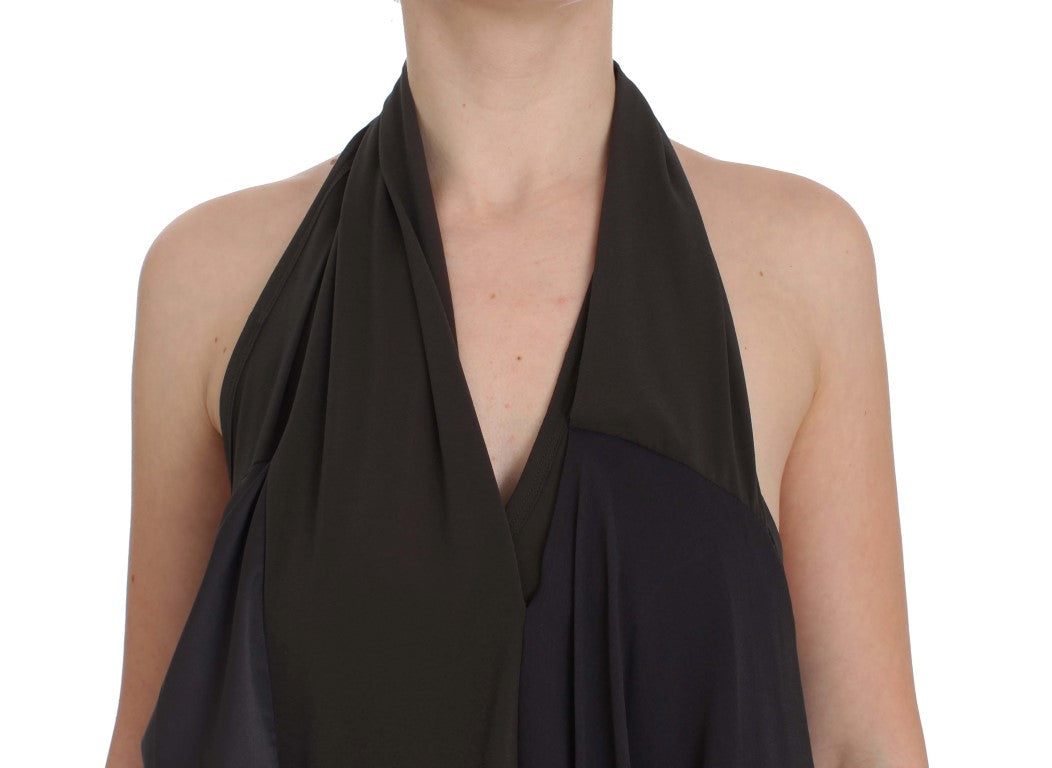 CORA GROPPO Gri-mavi streç bluz üst