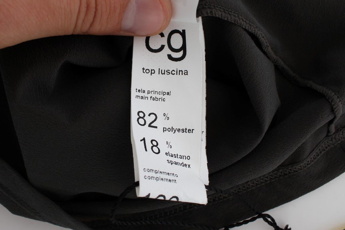 CORA GROPPO Gri-mavi streç bluz üst