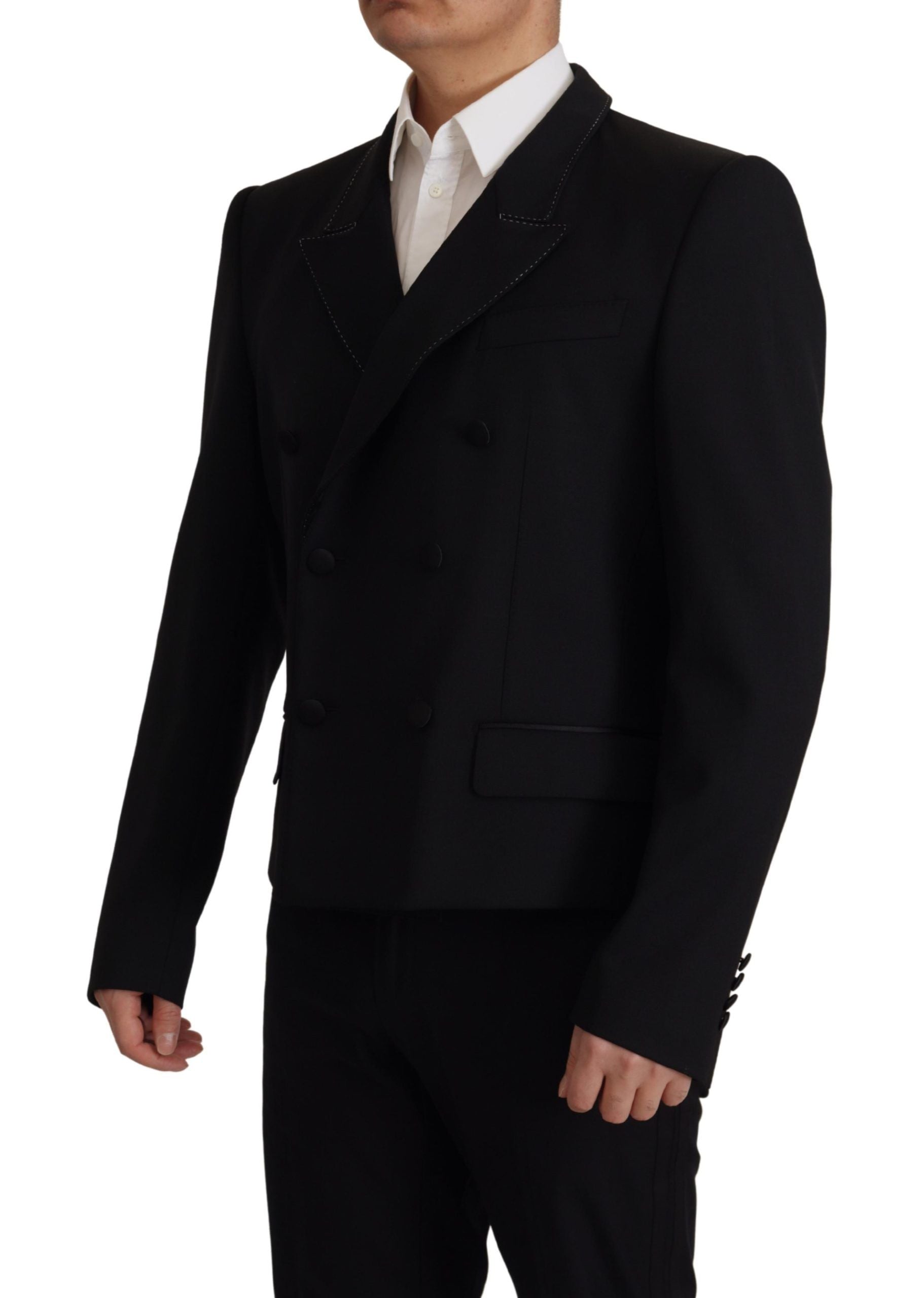 Dolce & Gabbana Schwarzer doppelreihiger Mantel Blazer Jacke