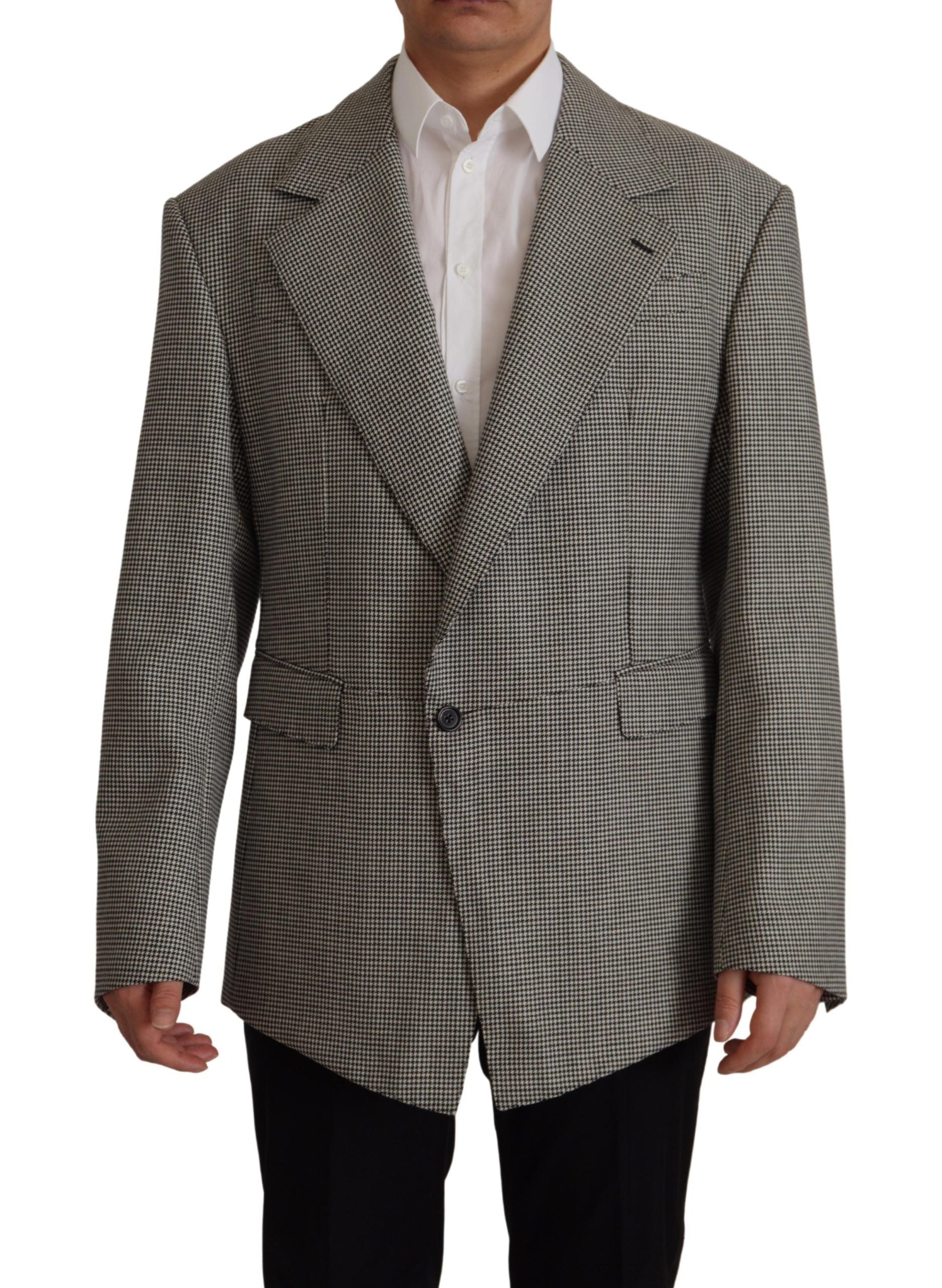 Dolce &amp; Gabbana Grey Checked Single-Breasted Jacket Blazer
