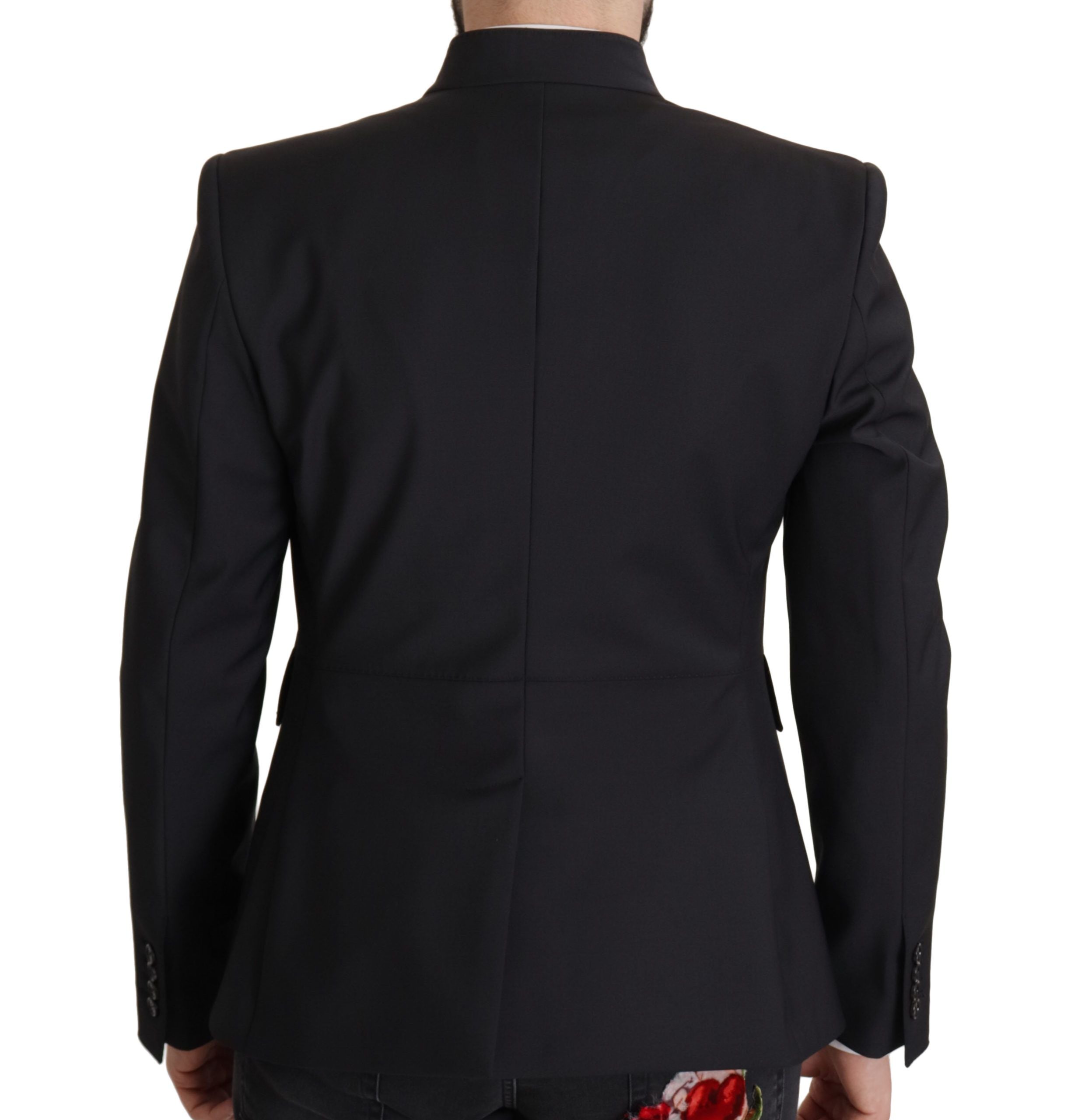 Dolce & Gabbana Schwarzer Wollmantel einreihig Männer Blazer