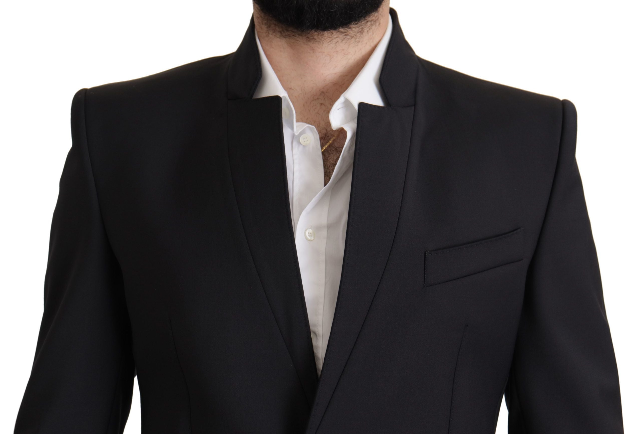 Dolce &amp; Gabbana Black Wool Coat Single Breasted Men Blazer