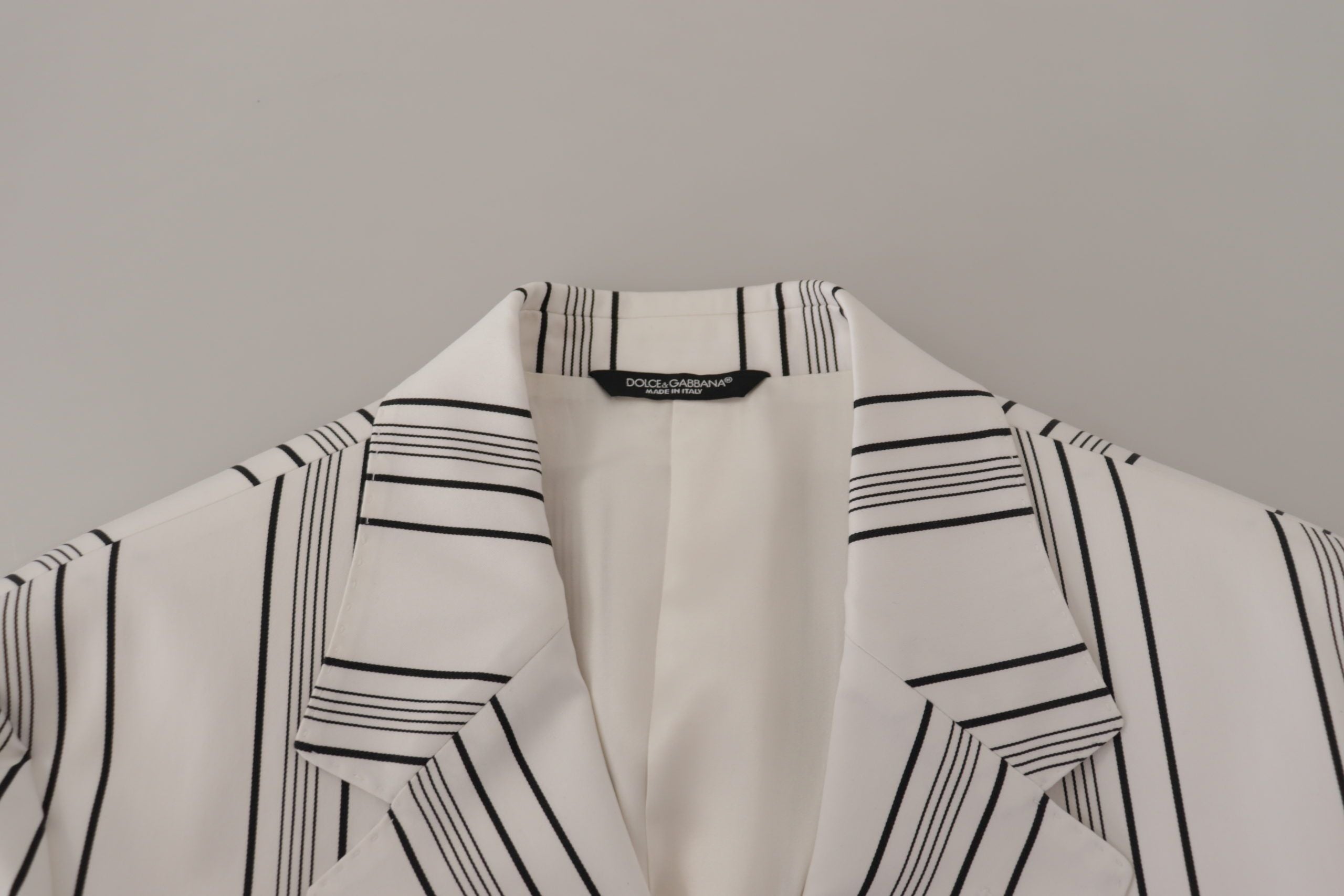 Dolce &amp; Gabbana white striped single-breasted cotton blazer