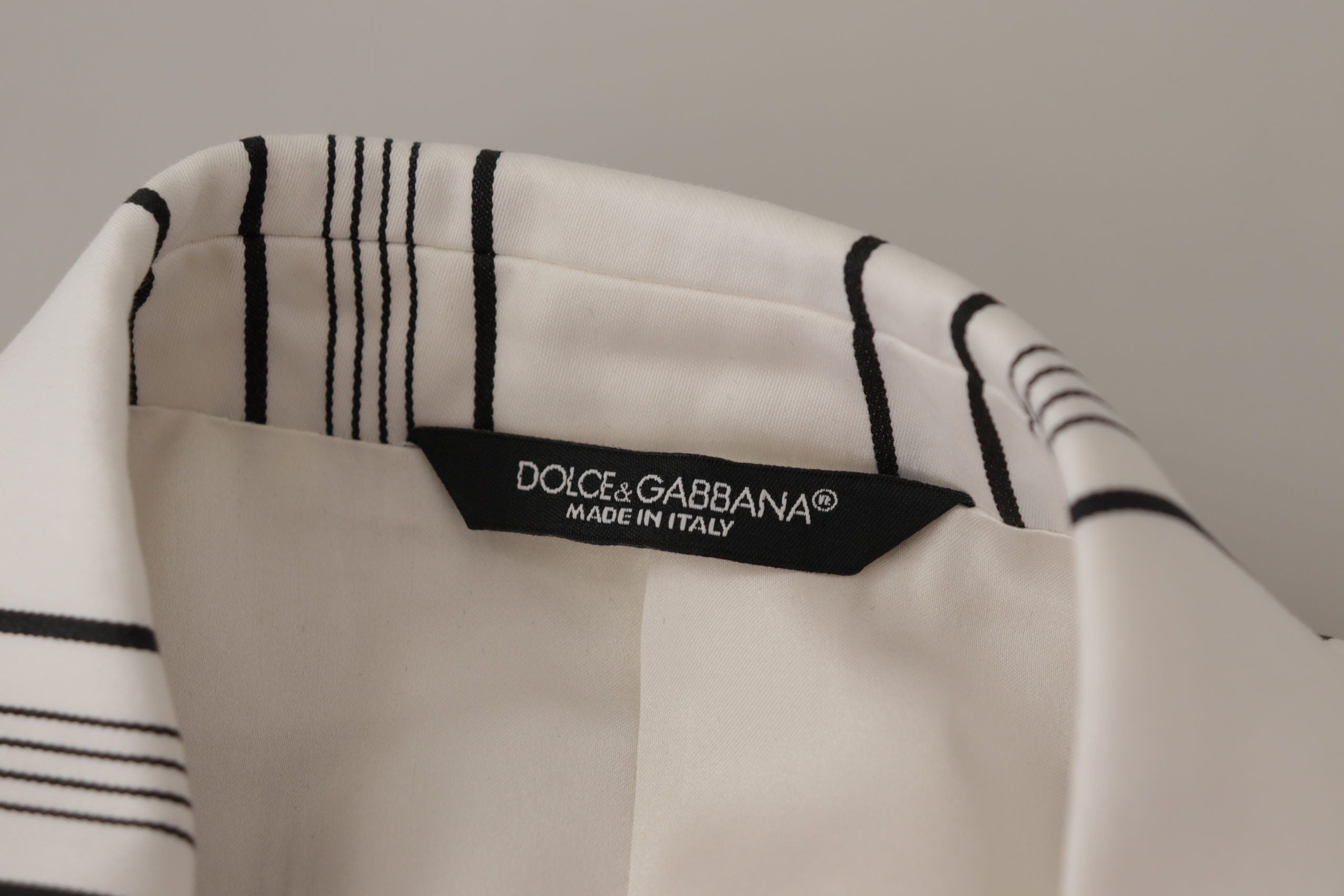 Dolce &amp; Gabbana white striped single-breasted cotton blazer