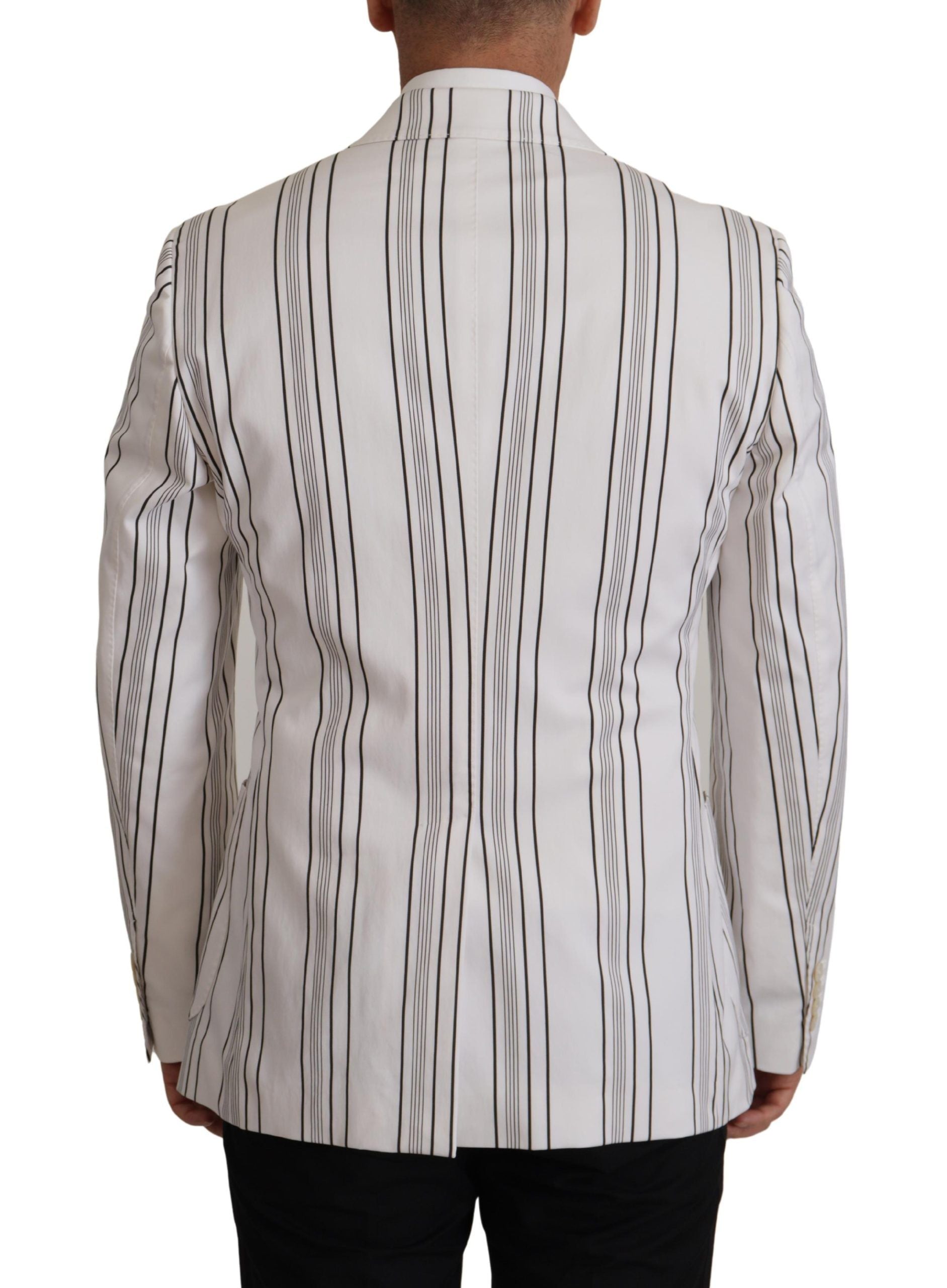 Dolce &amp; Gabbana white striped single-breasted cotton blazer