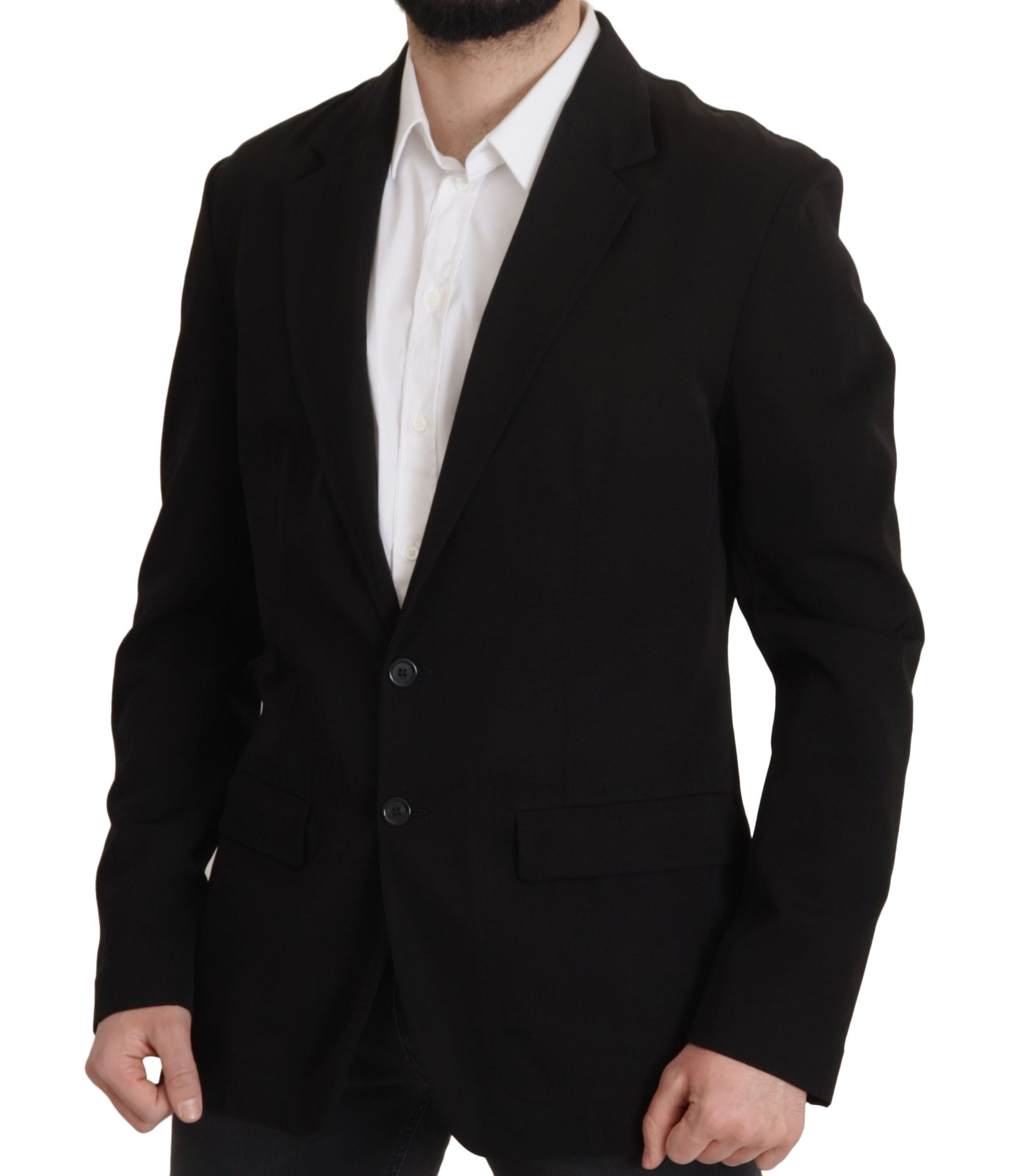 Dolce &amp; Gabbana Black Single-Breasted Wool Coat Blazer