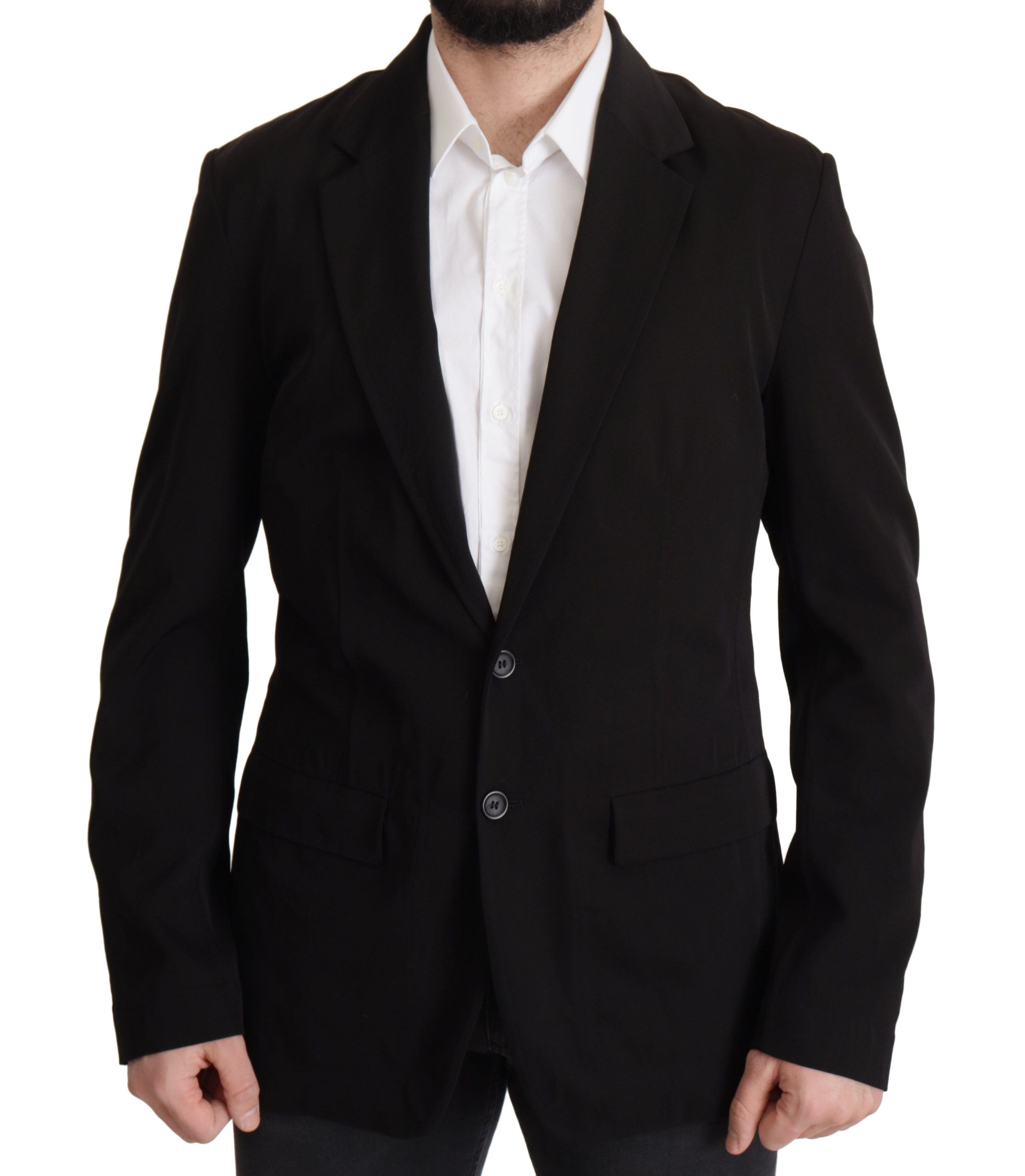 Dolce & Gabbana Schwarzer einreihiger Wollmantel Blazer