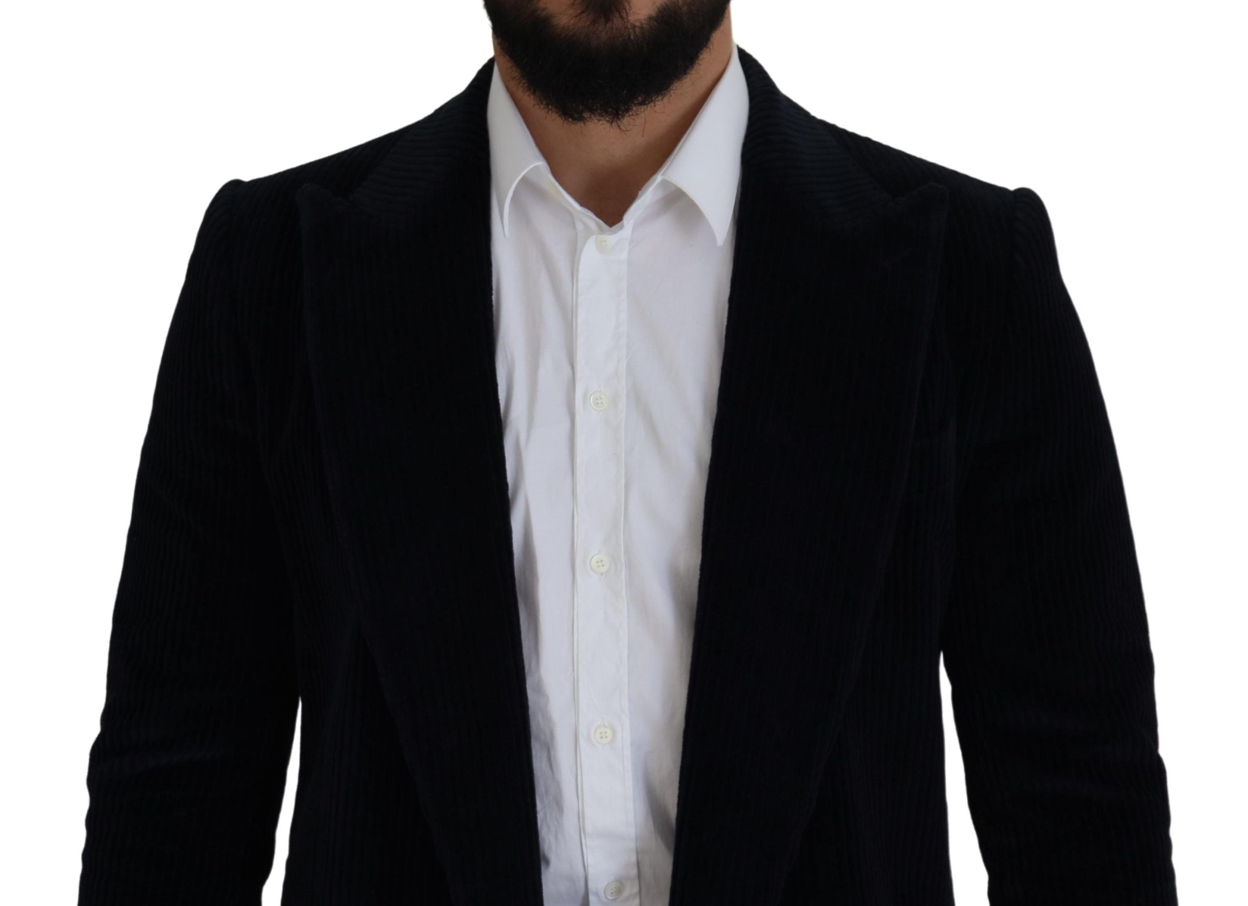 Dolce & Gabbana Schwarzer Baumwoll-Cardigan Langer Mantel Männer Jacke